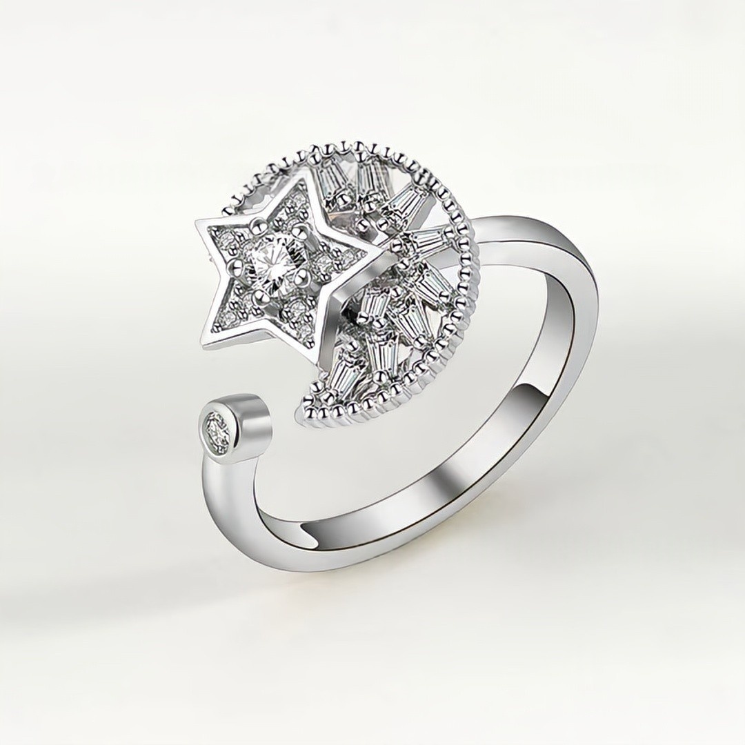 Rotatable Fidget Spinner Ring Womens Open Adjustable Anxiety Relief Rings